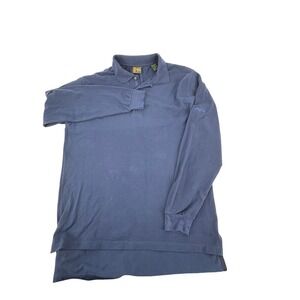 Bobby Jones Mens Navy Blue 100% Cotton Long Sleeve Polo Shirt Made in Italy Lg